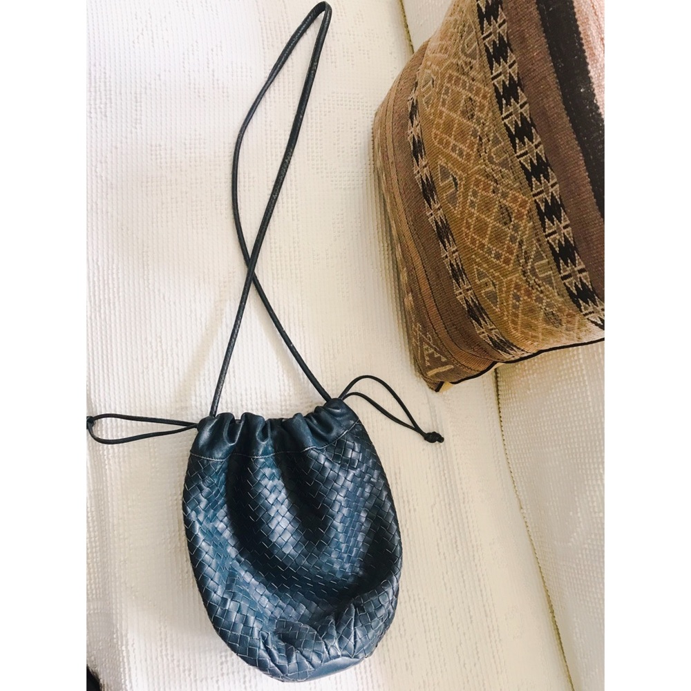 Vintage Indigo Leather Bucket Bag